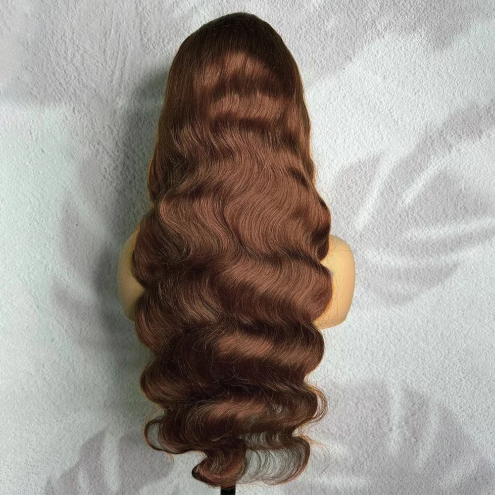 

Chocolate Brown Body Wave 13x4 Transparent Lace Front Human Hair Wigs 200 Density 4 Colored Brown Body Wave Wigs Human Hair