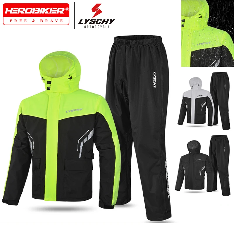 

Motorcycle Raincoat Men Women Waterproof 100% Motorcycle Rider Raincoat Suit Moto Raincoat Rain Coat Jacket Pants Biker Rain Set