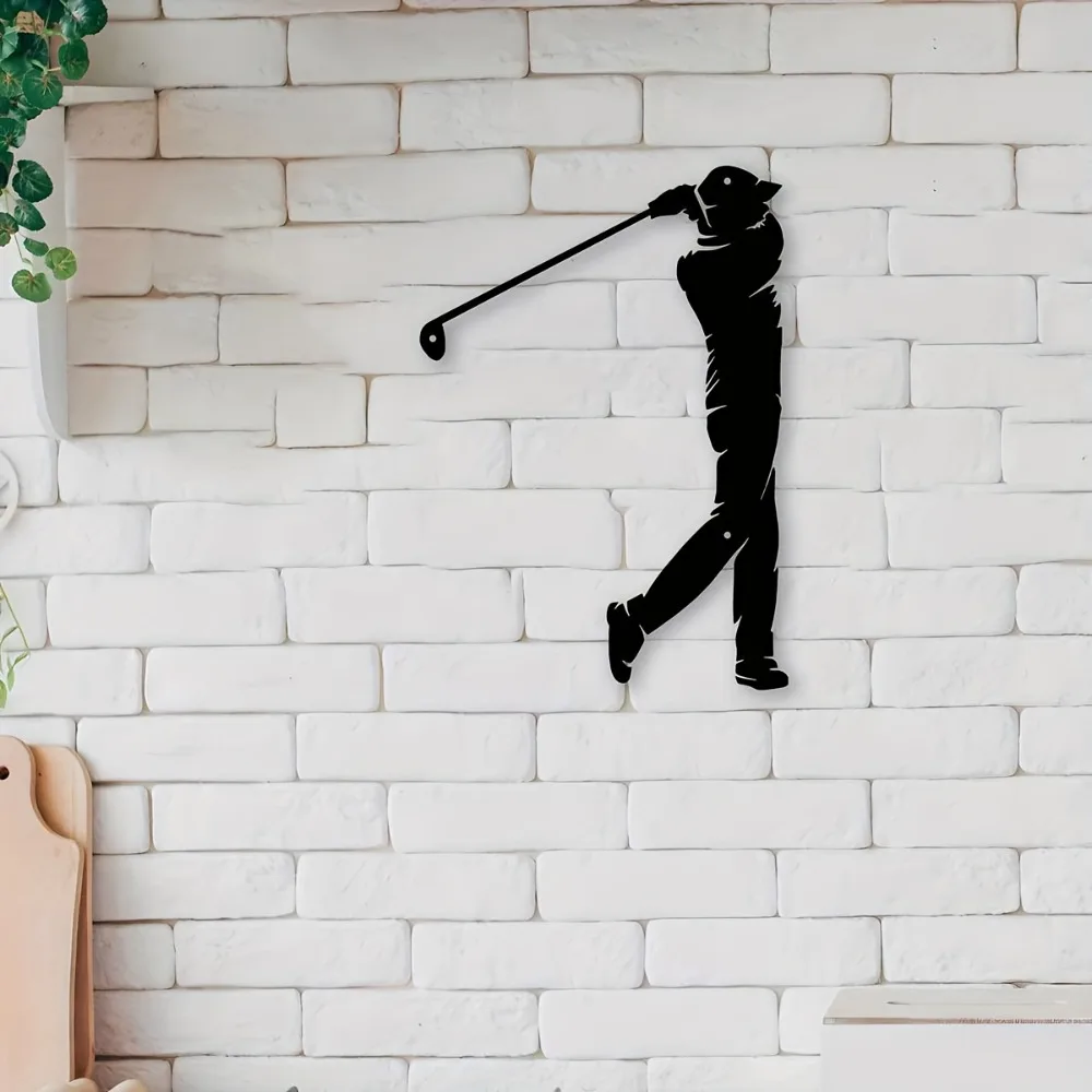 CIFBUY Metal Wall Art Golfer Iron Sculpture Rustproof Waterproof Sports Decor For Living Room Hanging Ornament