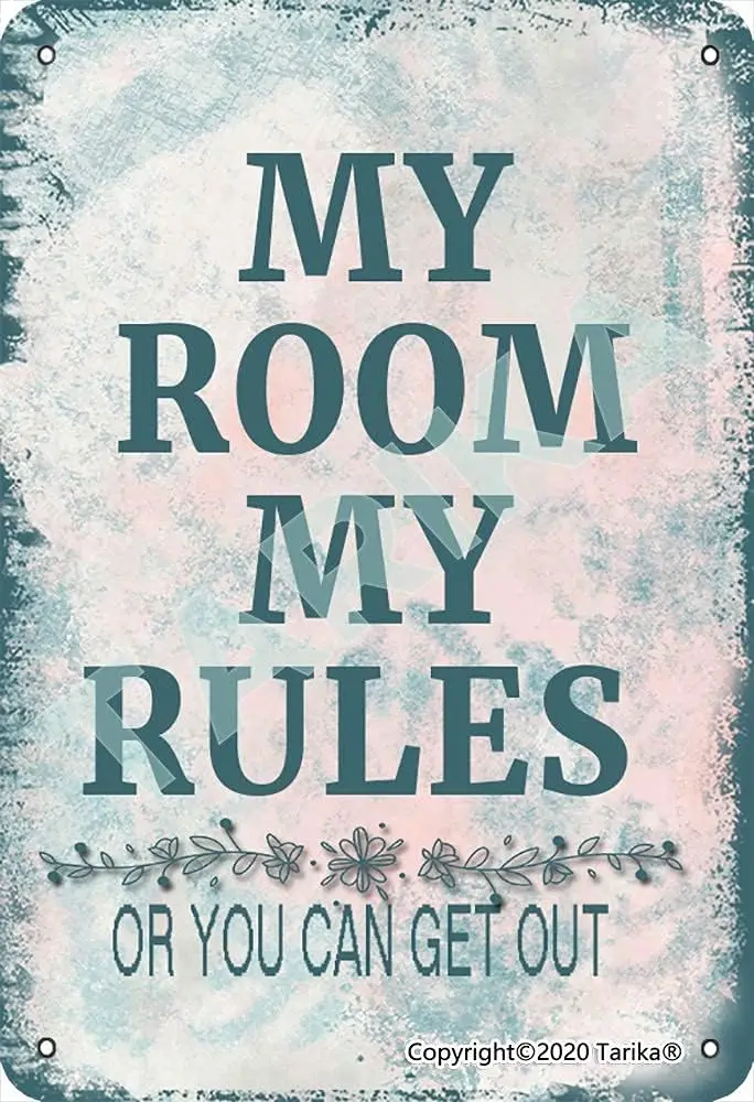 BIGYAK My Room My Rules Or You Can Get Out Iron 8X12 Inch Vintage Look Decoration Crafts Sign for Home Kitchen Bathroom Farm Gar