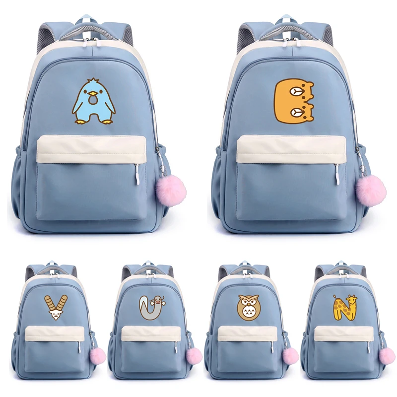 Lovely Animal 26 English Letters Backpack Children Girl Schoolbag Student Teen Kids Gift Women Travel Bagsback To School