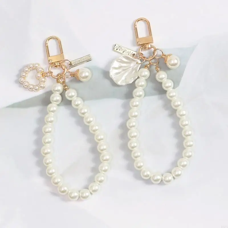R66A Korea Style-Shell Keychain Heart Pearl-Phone Chain Car Car ornamen Hanging