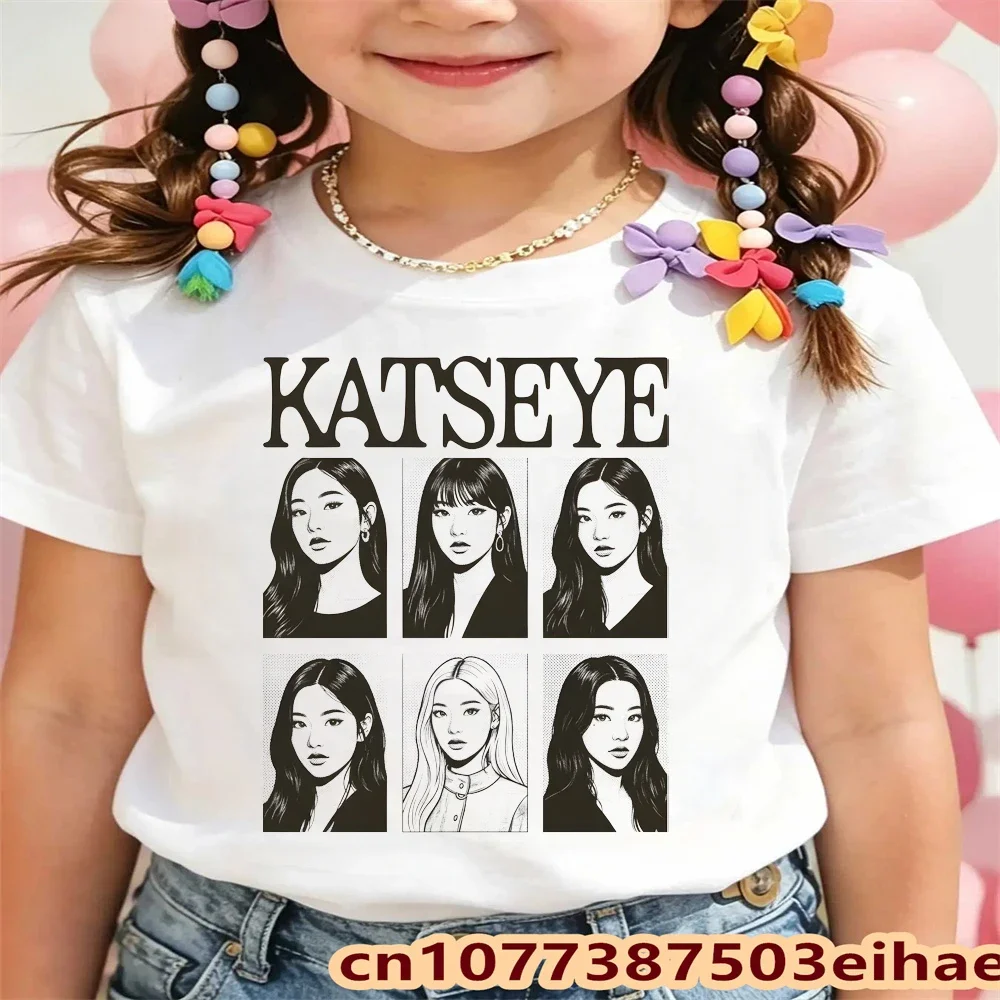 New Katseye Merch Cotton Kids T Shirt Harajuku Fashion Streetwear KATSEYE Printed Design T-Shirt Girl Vintage Short Sleeve Tee