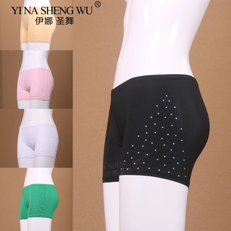 Dance Safety Pants Women's Dance Underpants Lining Latin Belly Dance Costume Leggings New Hot Drill Tight-fitting Stretch Shorts