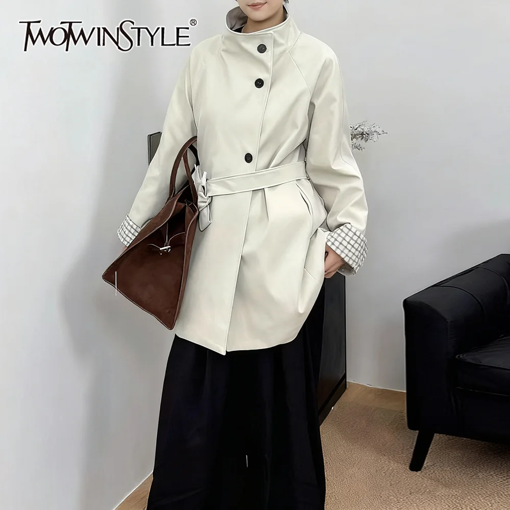 

TWOTWINSTYLE однотонная французская куртка с повязками, женская водолазка с длинным рукавом, свободные повседневные женские куртки для ленивых, осенняя мода