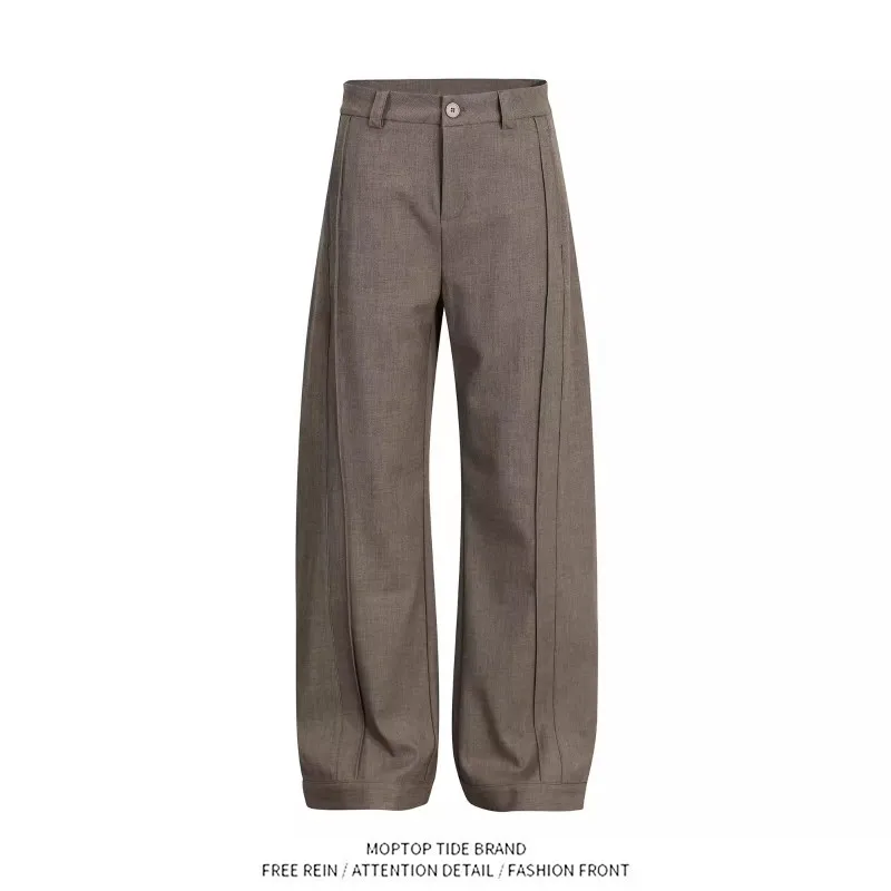 Loose Comfortable Men's Casual Pants American Style Vintage  Color Wide Leg Leisure Trousers Versatile Casual Trousers