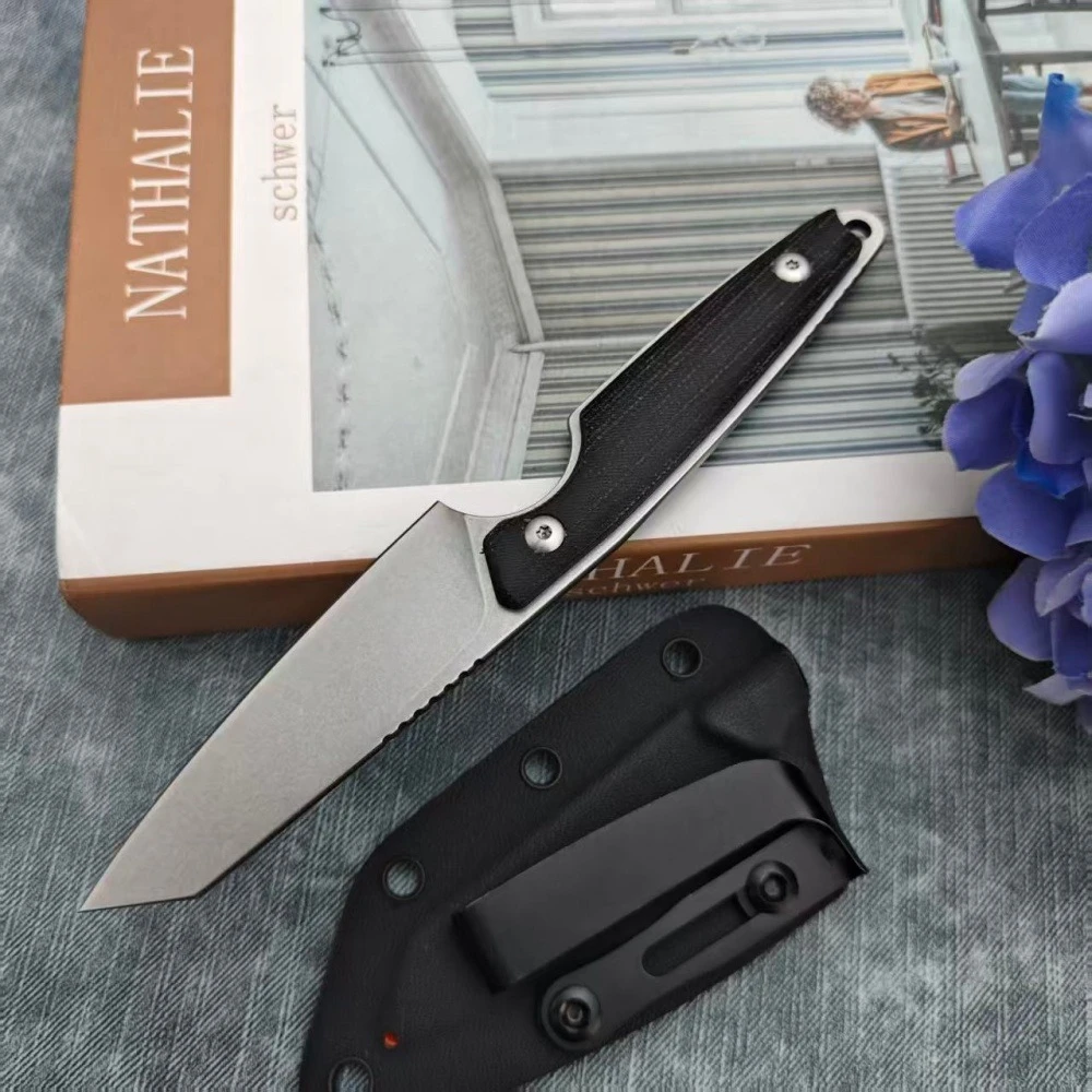 

Многофункциональный нож для выживания в дикой природе с рукоятью из микарты, прямой клинок, портативный, для кемпинга, рыбалки, с ножнами