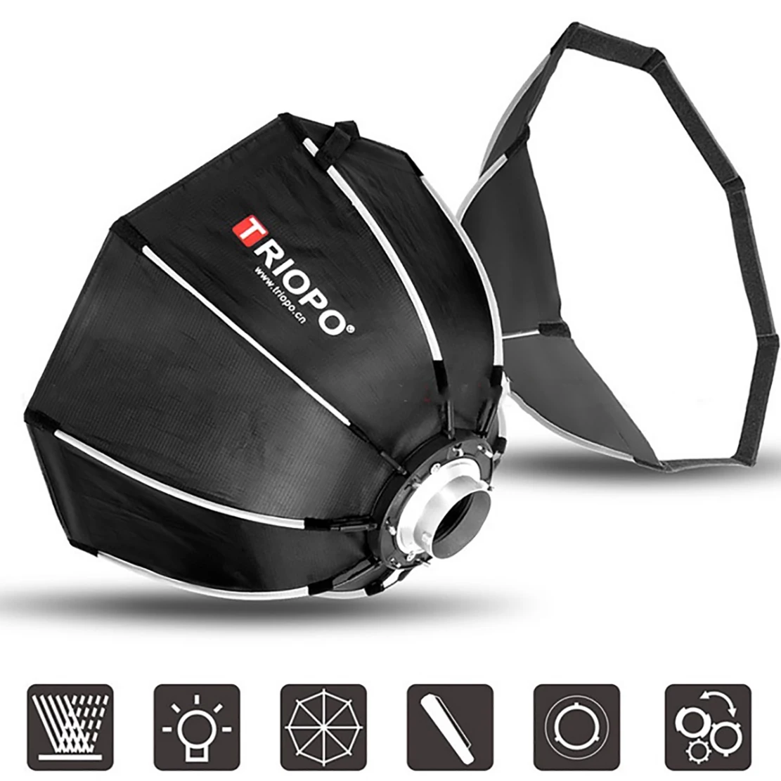 Triopo Octagon Softbox Bowens Mount w Honeycomb Grid for Strobe Light