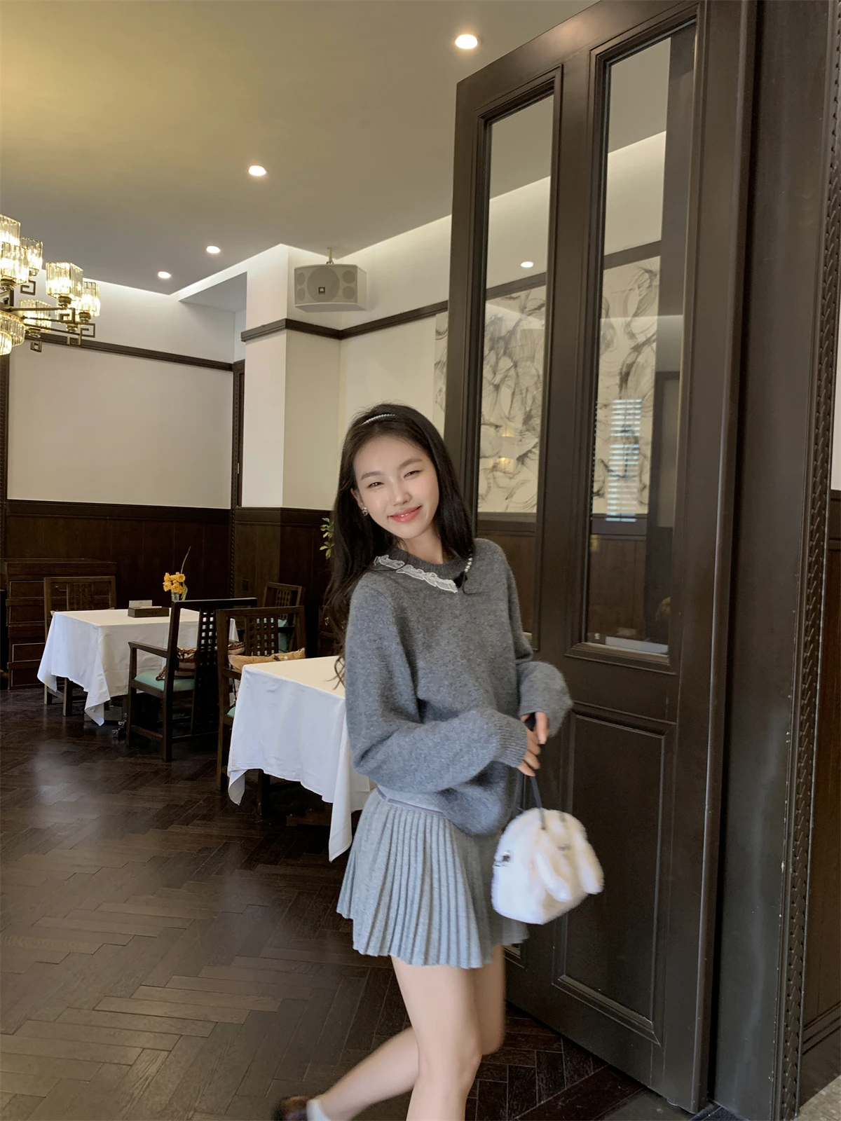 

LXLILIUM Autumn Night Song Knitted Sweater Women's Faion Soft Rabbit Wool Blend Fabric Princ Sle Comfortable Fit