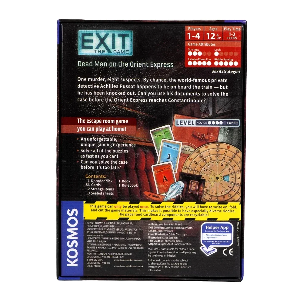 Dead Man on The Orient Express Exit The Game Card Game A Kosmos Game Family-Friendly Card-Based at Home Escape Room Experience