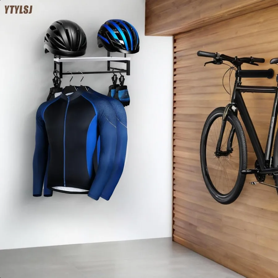 Motorcycle Helmet Holder Wall Mount Motorcycle Helmet Rack with 4 Glove Clips Rustic Helmet Stand Helmet Hanger for Storing Mot