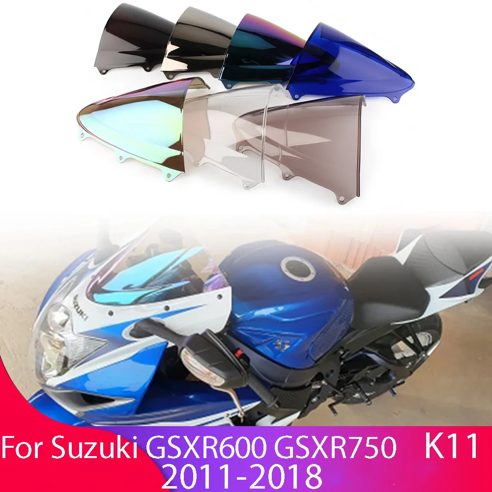 Windshield For Suzuki GSX-R GSXR 600 750 GSXR600 2011-2018 K11 Double Bubble WindScreen Motorcycle Accessories Fairing Deflector