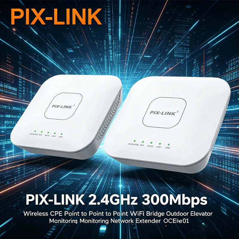 CPE01 Passive PoE Outdoor Wireless CPE PIX-LINK 300Mbps 2.4GHz Point-to-Point WiFi Bridge Elevator Monitoring Network Extender