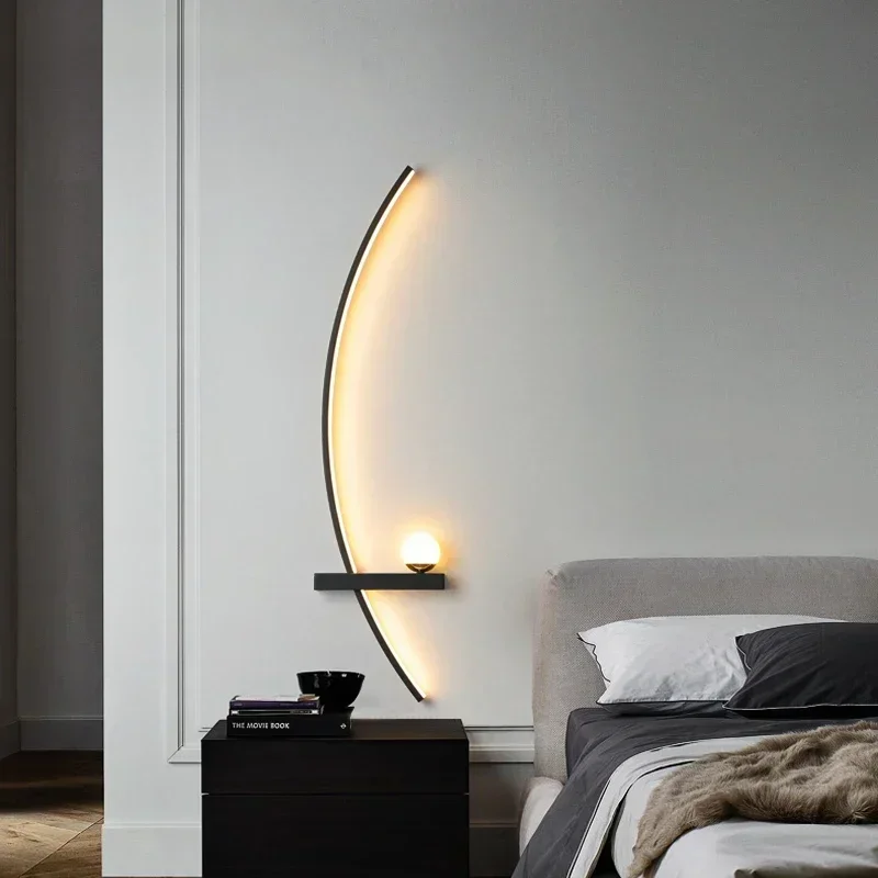 Lámpara de pared LED de estilo nórdico, candelabro de rayas para dormitorio, mesita de noche, sala de estar, estudio, escaleras, decoración del hogar, accesorio de iluminación interior brillante