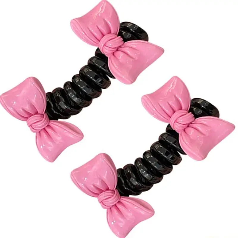 

31BF 2 шт. спиральный шнур с бантом для волос, эластичный держатель для хвоста для школьников