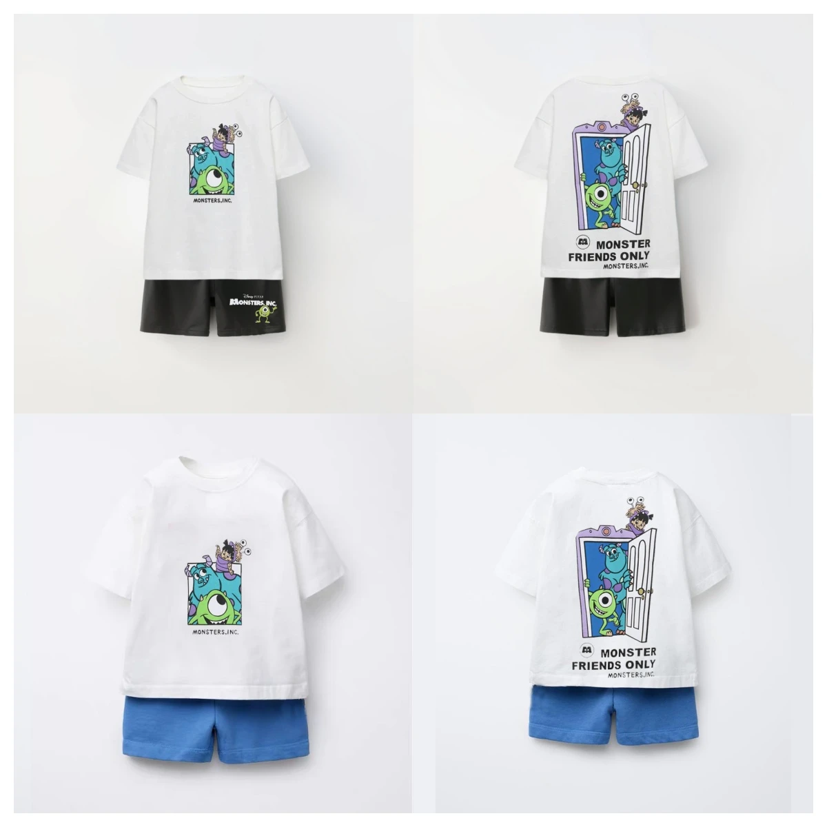Conjunto deportivo informal para bebé Little Monster Girl, ropa bonita de verano con dibujos animados para niños, camiseta, pantalones cortos, conjunto de dos piezas para niños