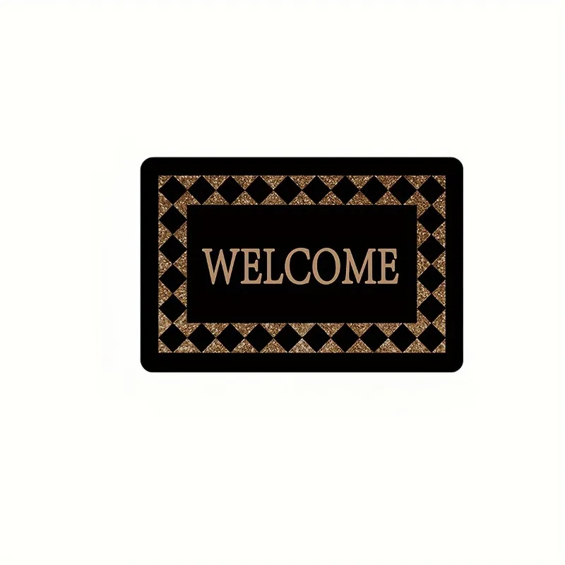 Grid Pattern Letter Printed Carpets Welcome Rugs Accessories Living Room Decoration Mats Bedroom Bedside Corridor Non Slip Mat