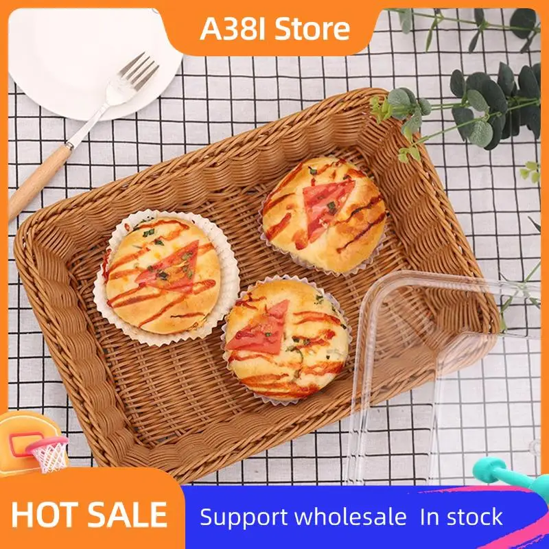 

A38I Woven Rattan Basket With Acrylic Lid - Polypropylene Food Serving Basket For Bread, Fruits, And More