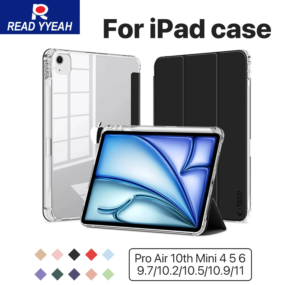 

New Smart Case For iPad A16 Case 11th 10th 9th 8th 7th Air 4 5 6 iPad Pro 11 12.9 2018-2022 Mini 7 6 Tablet Case With Pen Holder