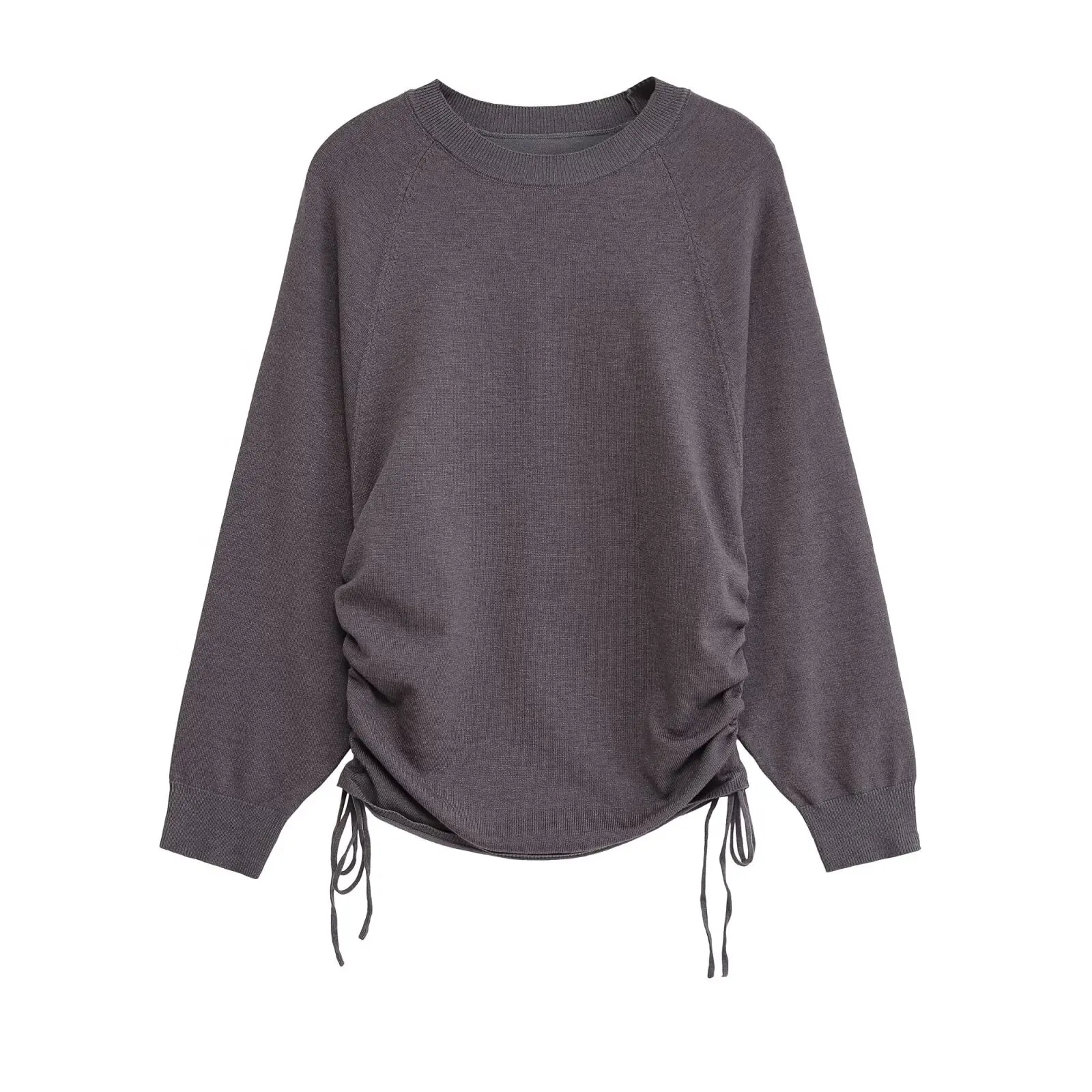 

Свободный удобный вязаный топ с длинными рукавами и круглым вырезом, двусторонний дизайн на шнурке, осенний стиль