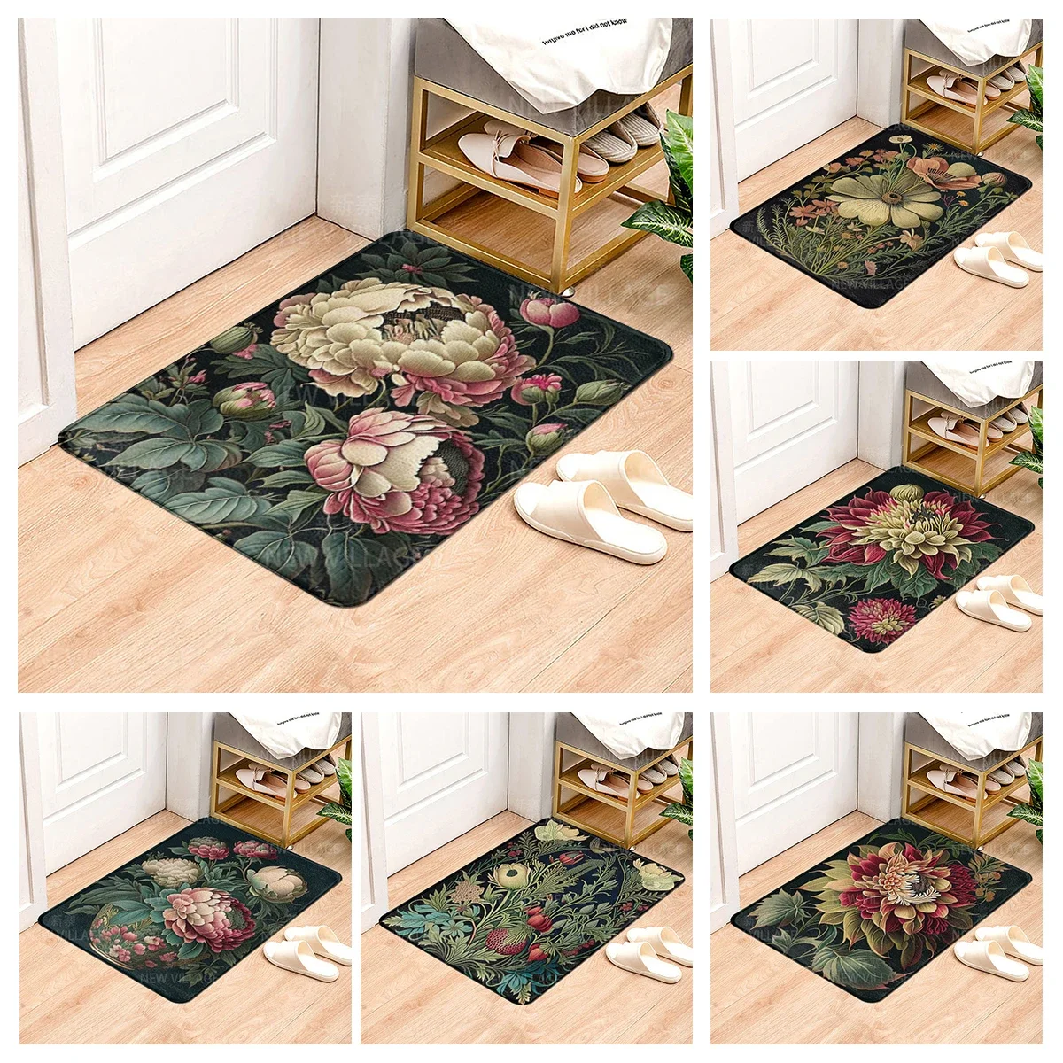 

House entrance carpet Home door mat Modern Nordic style Room Bath Foot bathroom non-slip Kitchen water rugs Abstract plant
