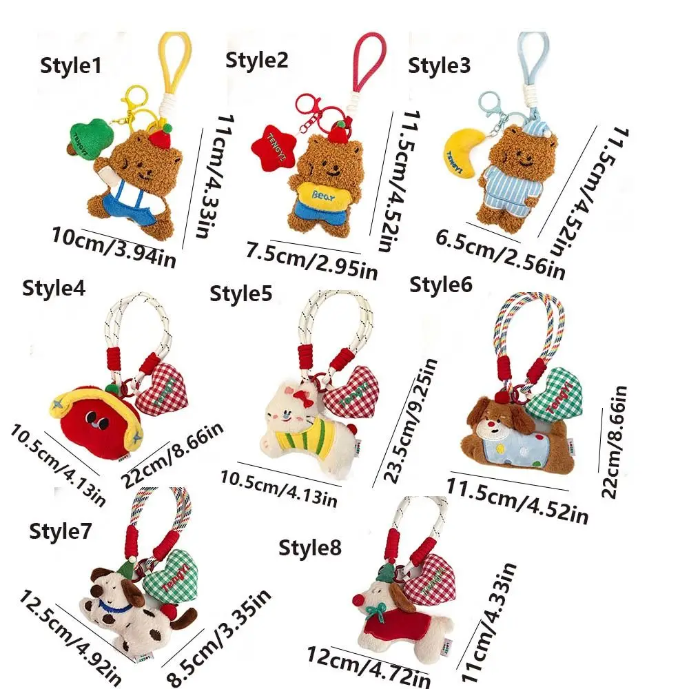 Soft Bear Plush Doll Keychain Plushies Doll Collection Cute Animal Plush Keychain Lightweight Rabbit Plush Keyring Pendant