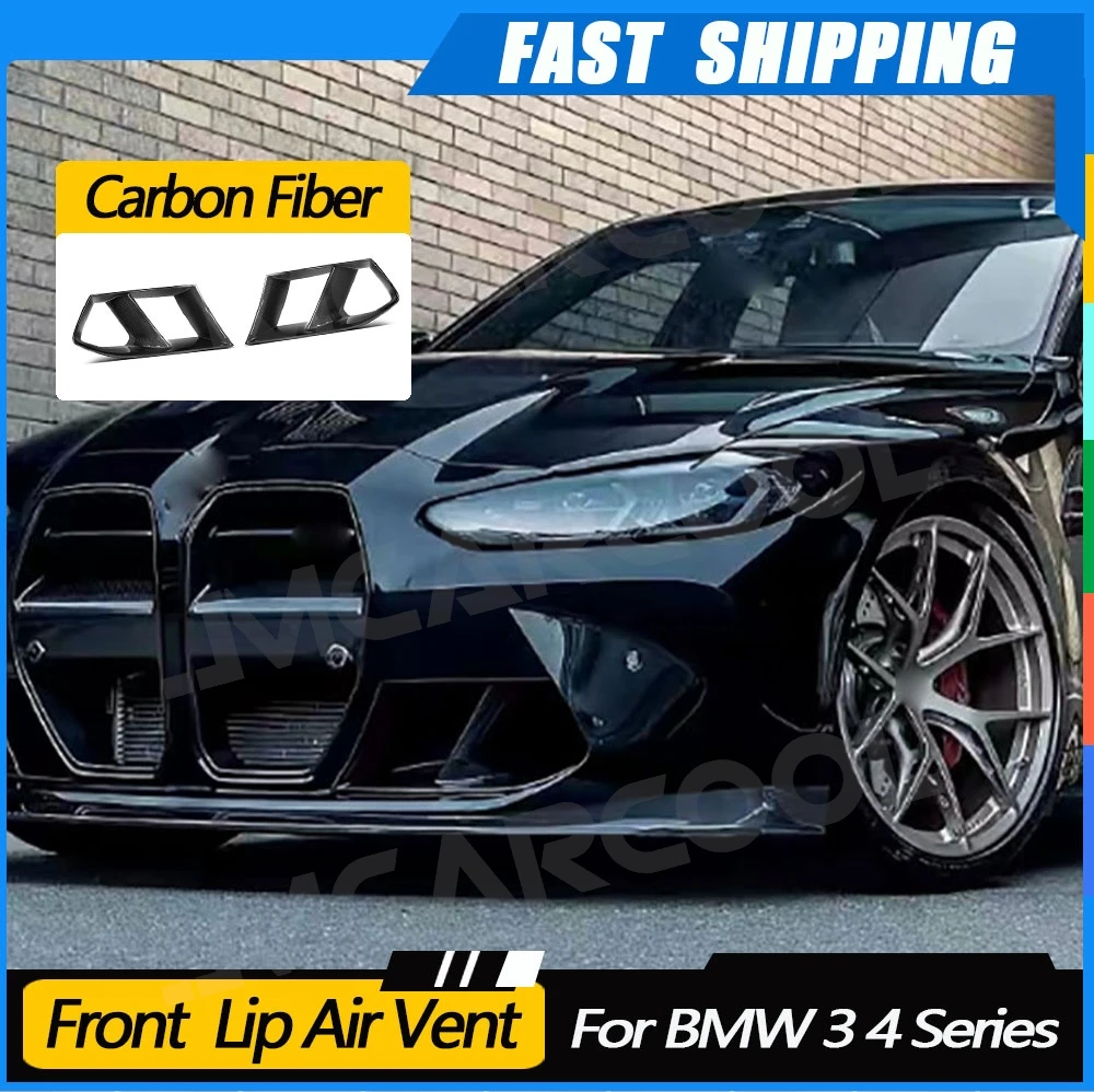 

JMCARCOOL Carbon Fiber Front Bumper Lip Air Vent Cover Trim Car Accessorise For BMW 3 4 Series G80 G82 G83 M3 M4 2021UP