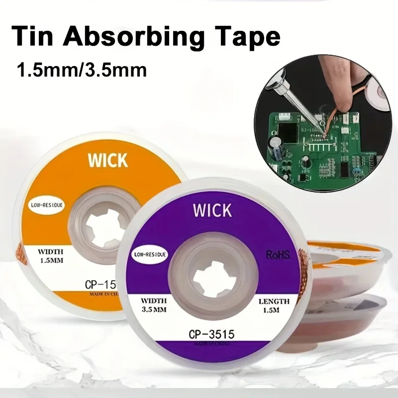 1.5m Desoldering Braid Tape Copper Welding Solder Remover 1.5-3.5mm Wire Soldering Wick Tin Lead Cord Flux BGA Repair Tool