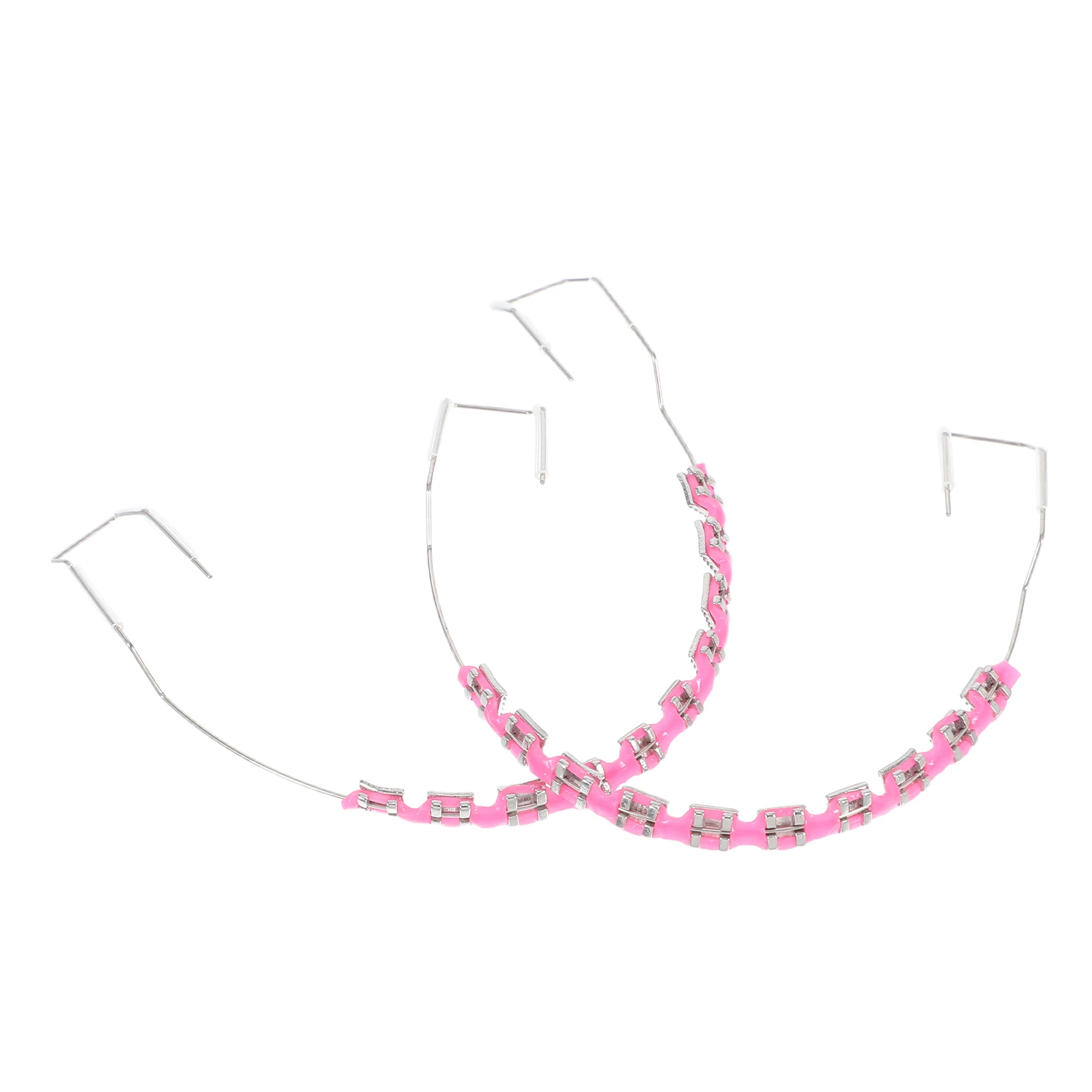 

2pcs Dental Brace Decoration Chain Kids Fake Pink Braces Bands Accessories Ligature Ties Portable Teeth Teaching