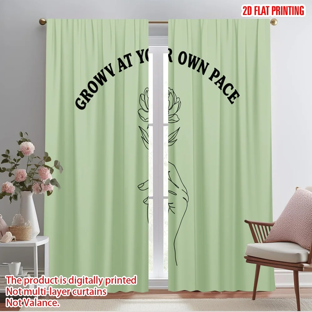 

2pcs 2D flat printing Curtains Grow Own Pace Flower Fabric Without Electricity 0 Use for Photo Booth Props