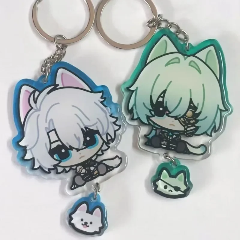 Honkai Star Rail Animals Ear Anime Keychain Phainon Acrylic Key Chains Anaxa Car Key Ring Women Bag Pendant Kawaii Ornament Gift