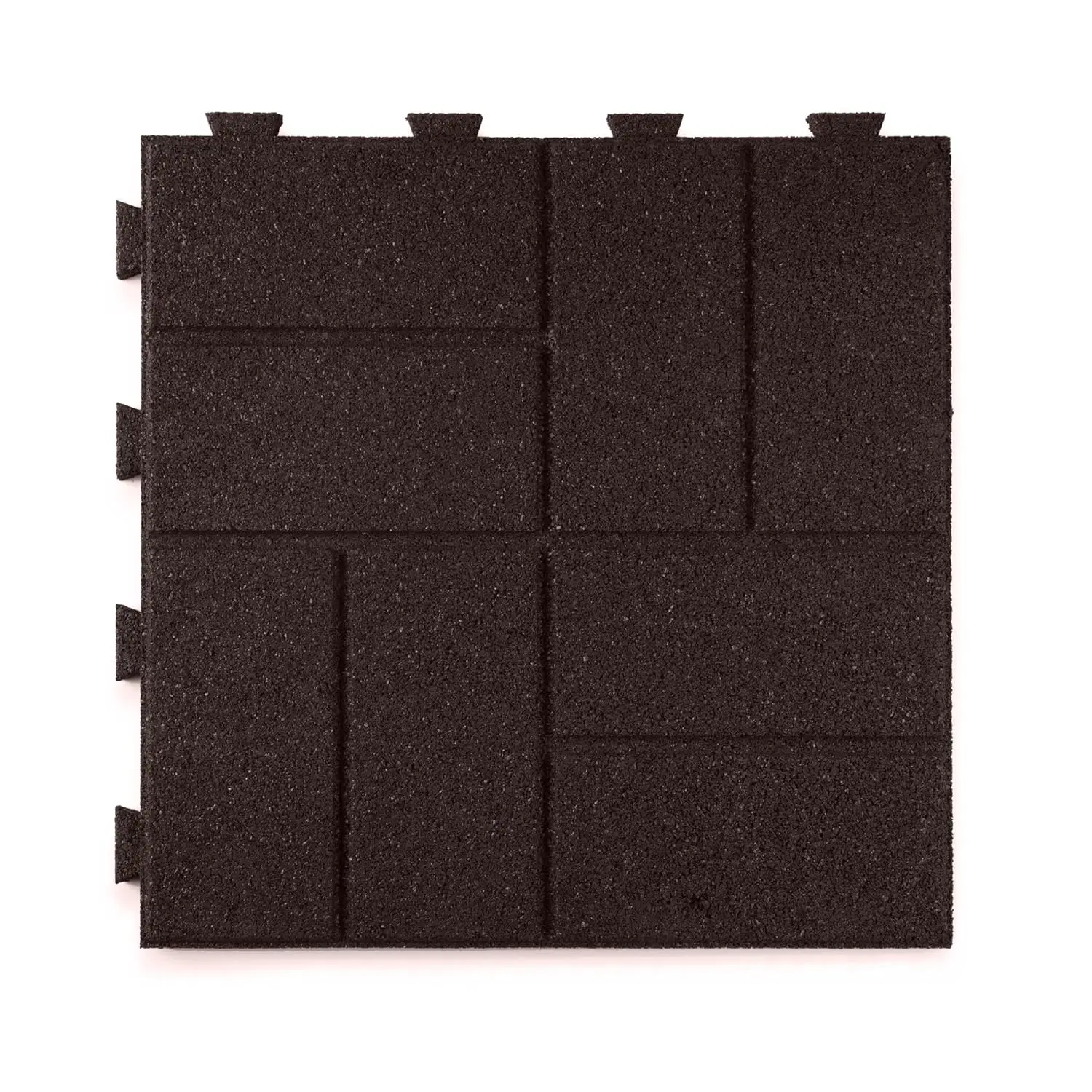 

Interlocking Brick Rubber Tiles Easy Install Indoor Outdoor 16x16in 4-Pack Brown Custom