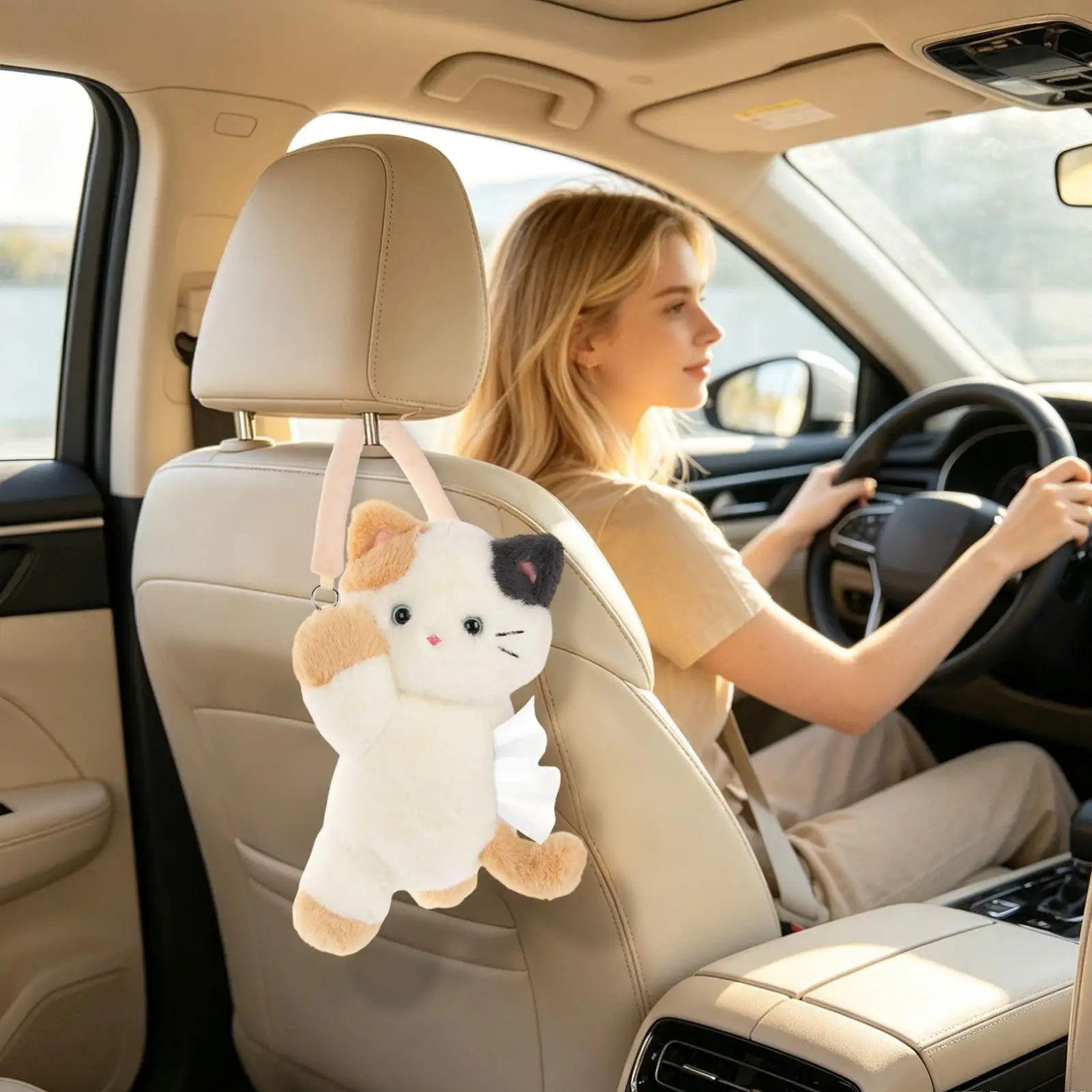 Plush Cat Tissue Holder For Car Plush Cat Backseat Facial Paper Organizer Car Tissue Box Holder For Vehicle Suv Truck Travel