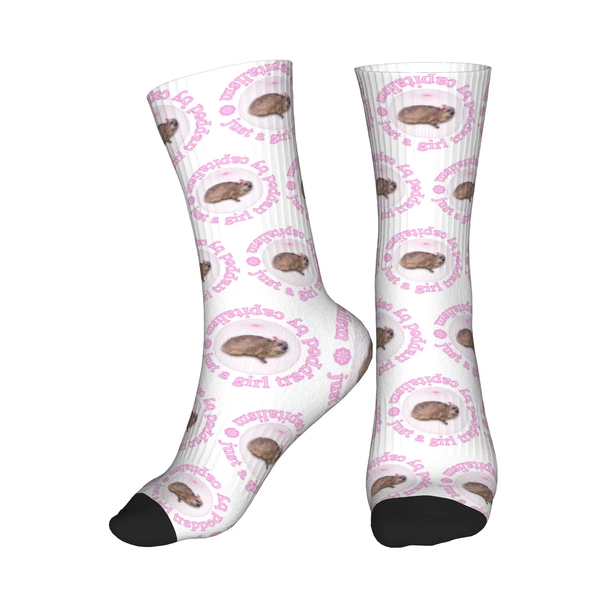 

All Seasons Rock Hyrax Just a Girl Trapped by Capitalism Sport Middle Tube Socks Crew Socks Casual Stockings for Men Women