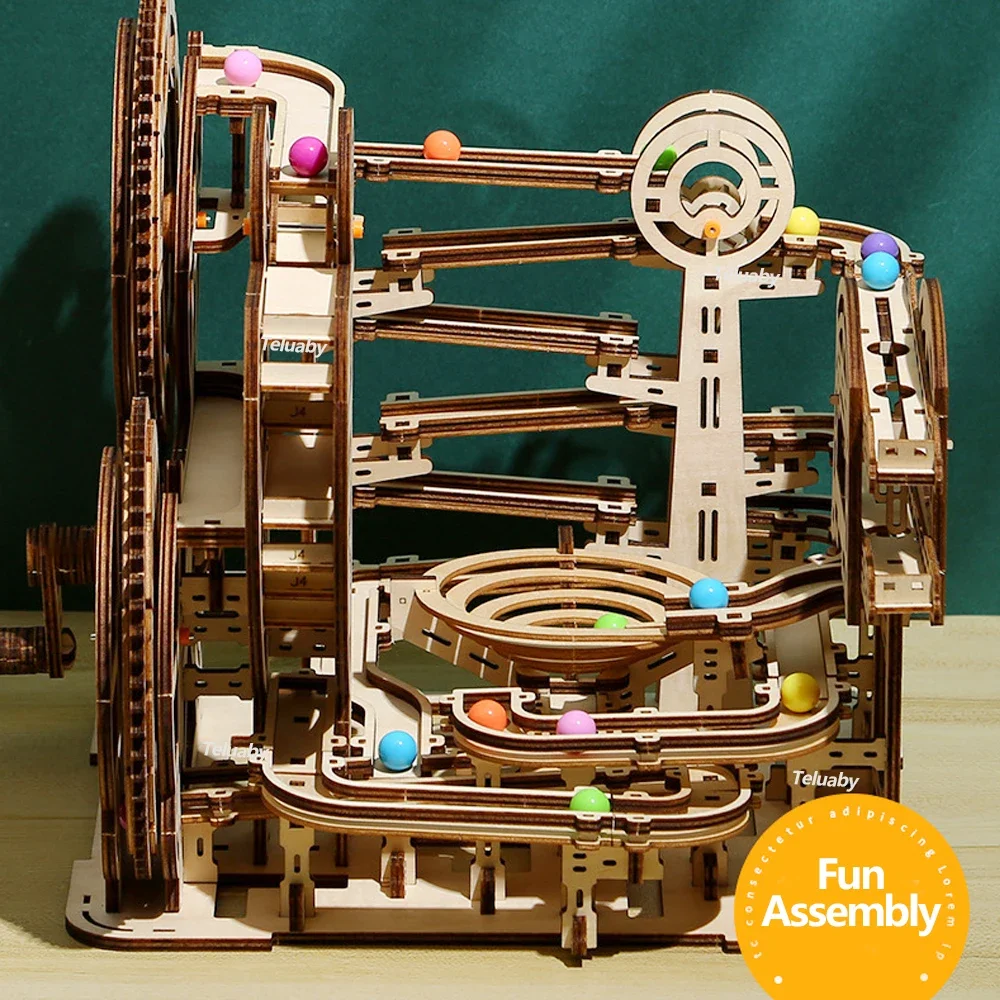 3D Madeira Mecânica Mármore Run Puzzle, Brinquedo Auto Montagem, Modelo Educacional Kits de Construção para Crianças, Presente Adulto, VAPOR