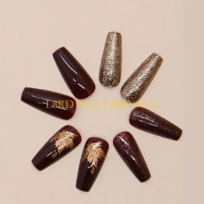 L8RD 24 Pieces Autumn Maple Artifical With Golden Shimmering ABS Quick to Design Multiple SizeFor Holiday Parties