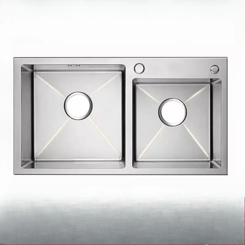 Kitchen Sink Modern Double Bowl Brushed Handmade Basin Kitchen Sink Stainless Steel