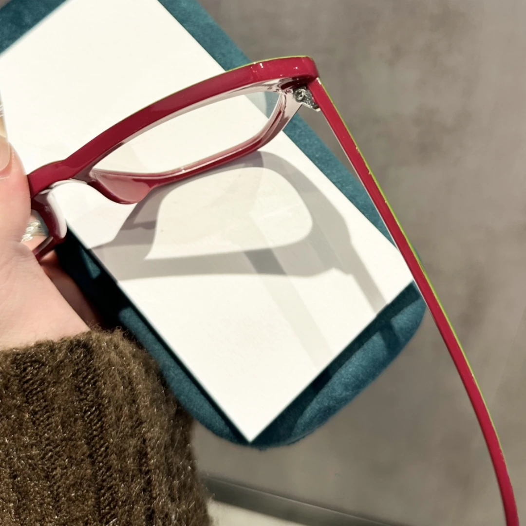 2025 Übergroße Cat Eye Color Collision Presbyopie-Brille für Frauen Neue Anti-Blaulicht-Lesebrille Dioptrien 0 bis +4,0 – Detail 3