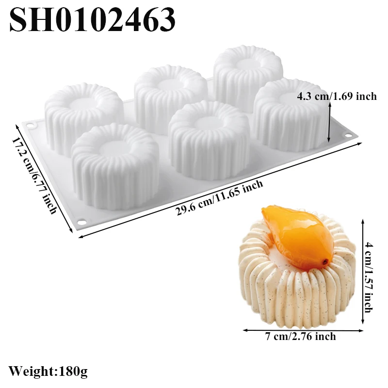 1 or 6 Cells Cylindrical Coil Texture Design Mousse Cake Mold French Dessert Baking Mold DIY Pudding Dessert Chocolate Mold