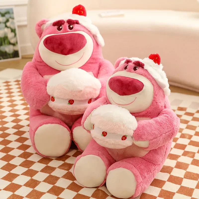 Disney Strawberry Bear Losto Cake Plush Doll Cartoon Stuffed Girl Pillow Soft Children Home Decorations Brithday Xmas Gifts