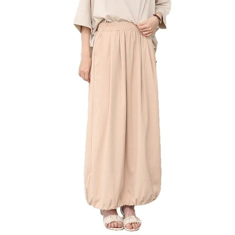 Lotte Elastische Hohe Taille Bodycon Puff Rock Sommer Mode Neue Halb Rock Einfarbig Mid-länge A-linie Rock