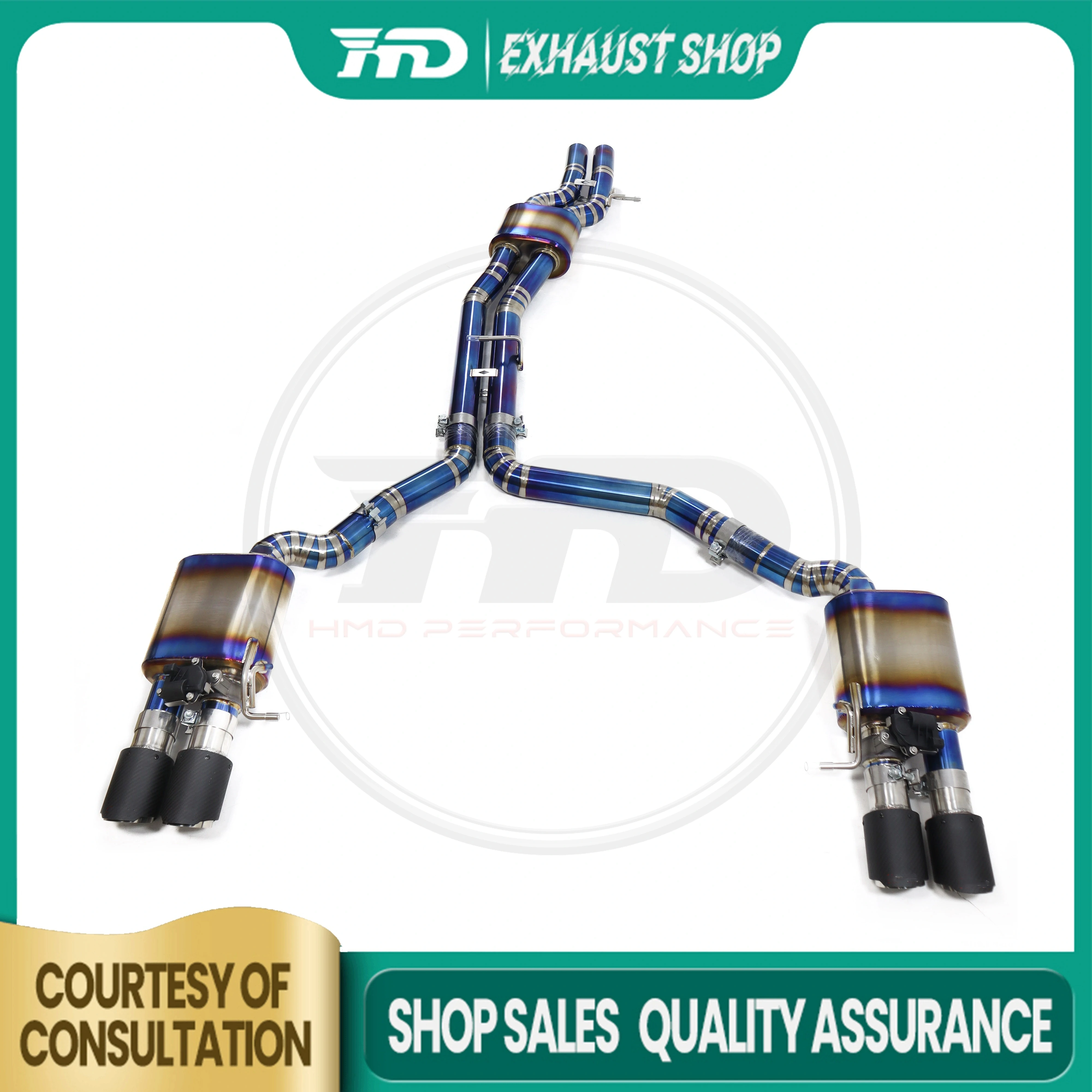 

High Quality Catback For Audi S8 D4 Titanium Alloy Exhaust System Racing Pipe Electronic Valve Muffler Tips Resonant tube HMD