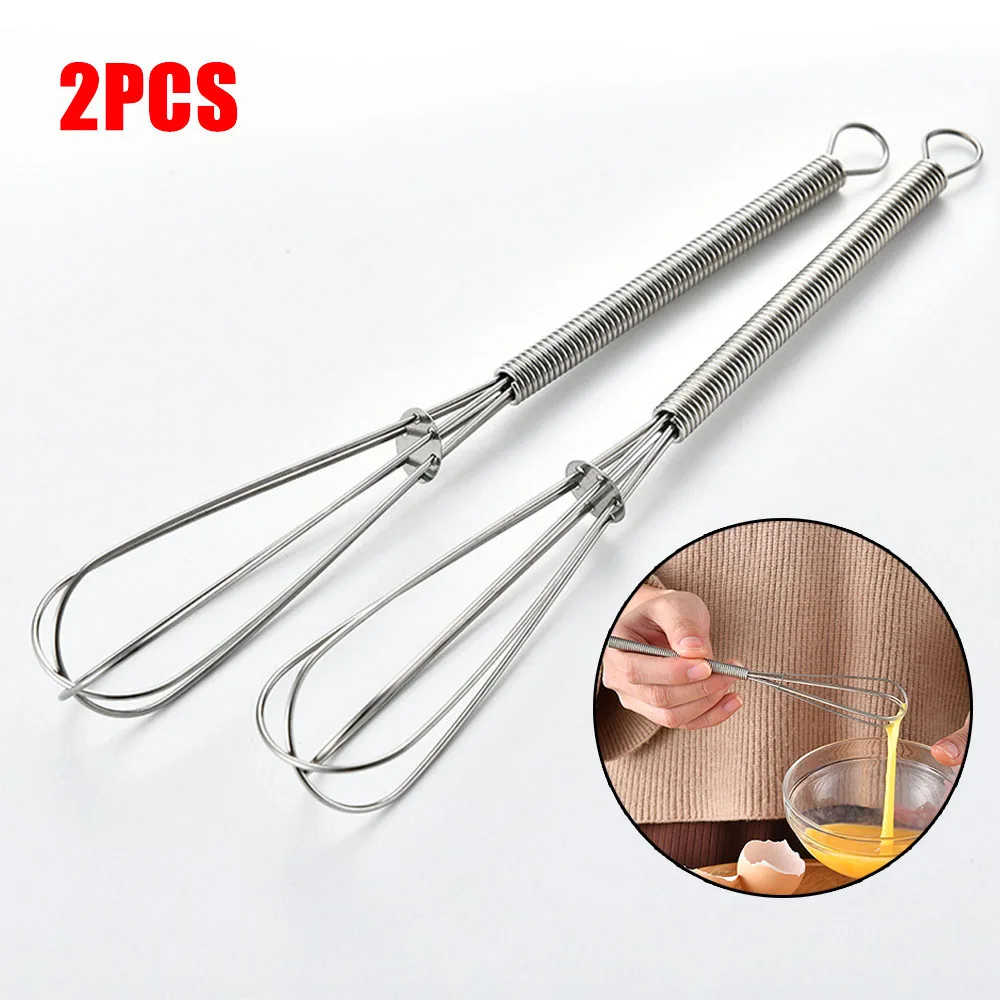 2PCS Egg Whisk Stainless Steel Egg Whisk Kitchen Wire Balloon Whisk Milk Egg Beater Egg Mixing Mixer Tools 180*25mm