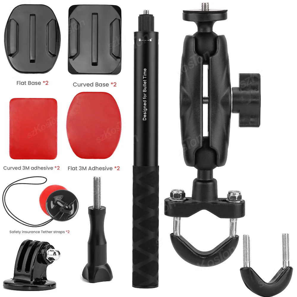 Bicycle Motorcycle Panoramic Selfie Stick Monopod Mount Handlebar Bracket For Insta360 One X2 X3 GoPro 11 10 9 8 SJCAM Accessory