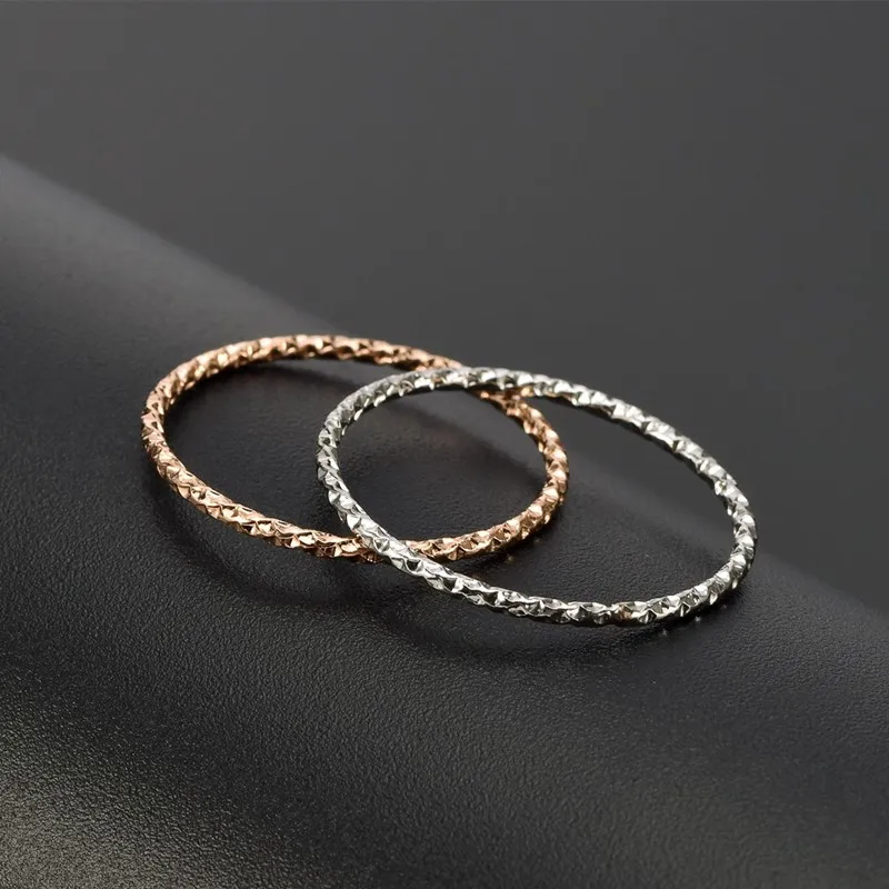 1mm Thin Stackable Faceted Ring Stainless Steel Wedding Band for Women Girl Size 4-10