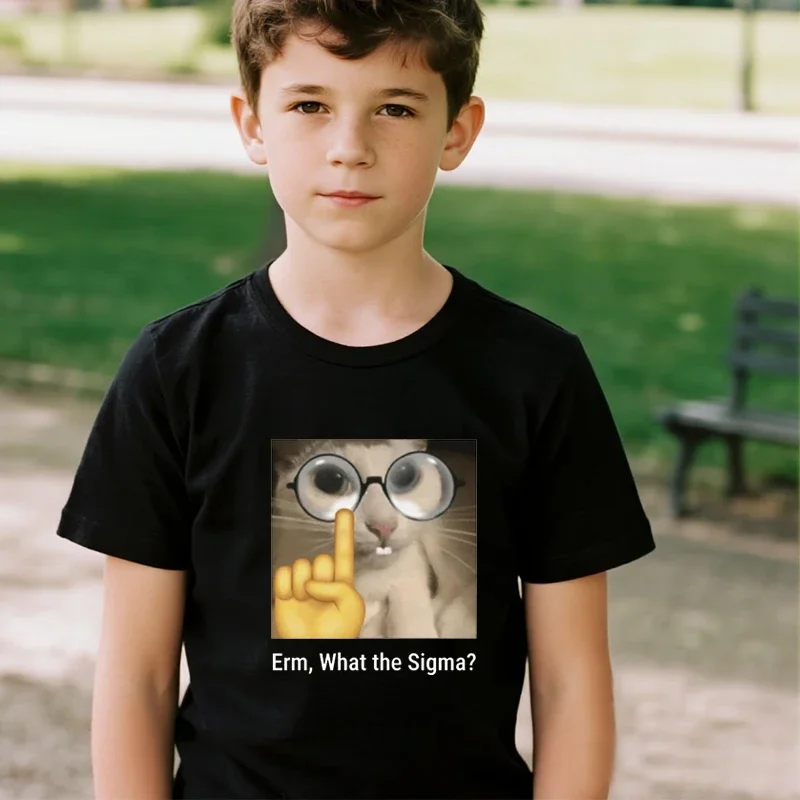 

Kids Casual Cartoon Boy T-Shirts ERM What the Sigma T Shirt Boys Short Sleeve Baby Girls Summer Clothes Teens Top Kids Clothing