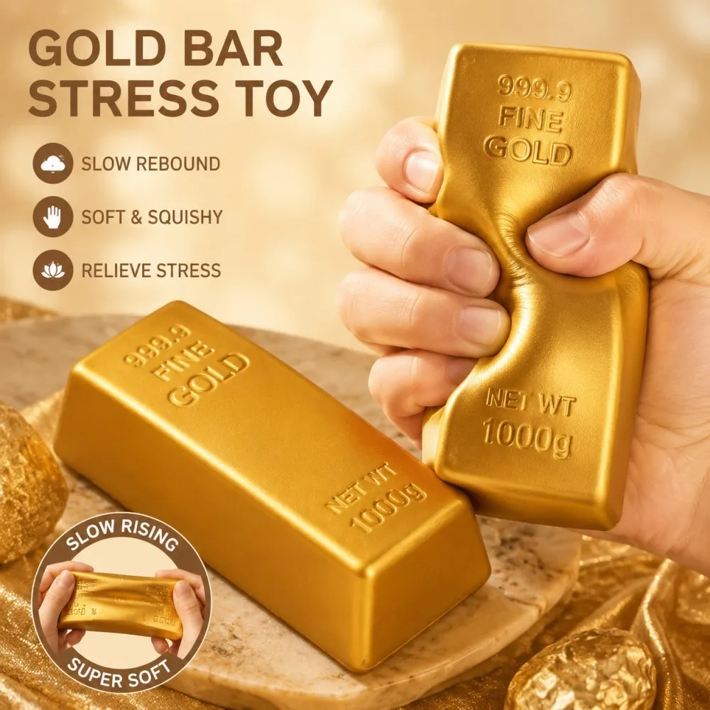 Butter Stick Fidget Toy Squishy Elastic Cheese Stick Funny Decompression Stress Anxiety Relief Game Squeeze Prank Gold Brick Toy