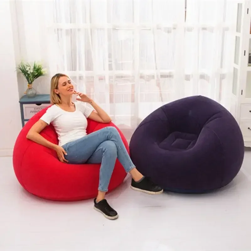 

Nordic Inflatable Sofa Single Lazy Decompression Sofa Bedroom Small Girl Flocking Chair Human Stool Home Furniture Living Room