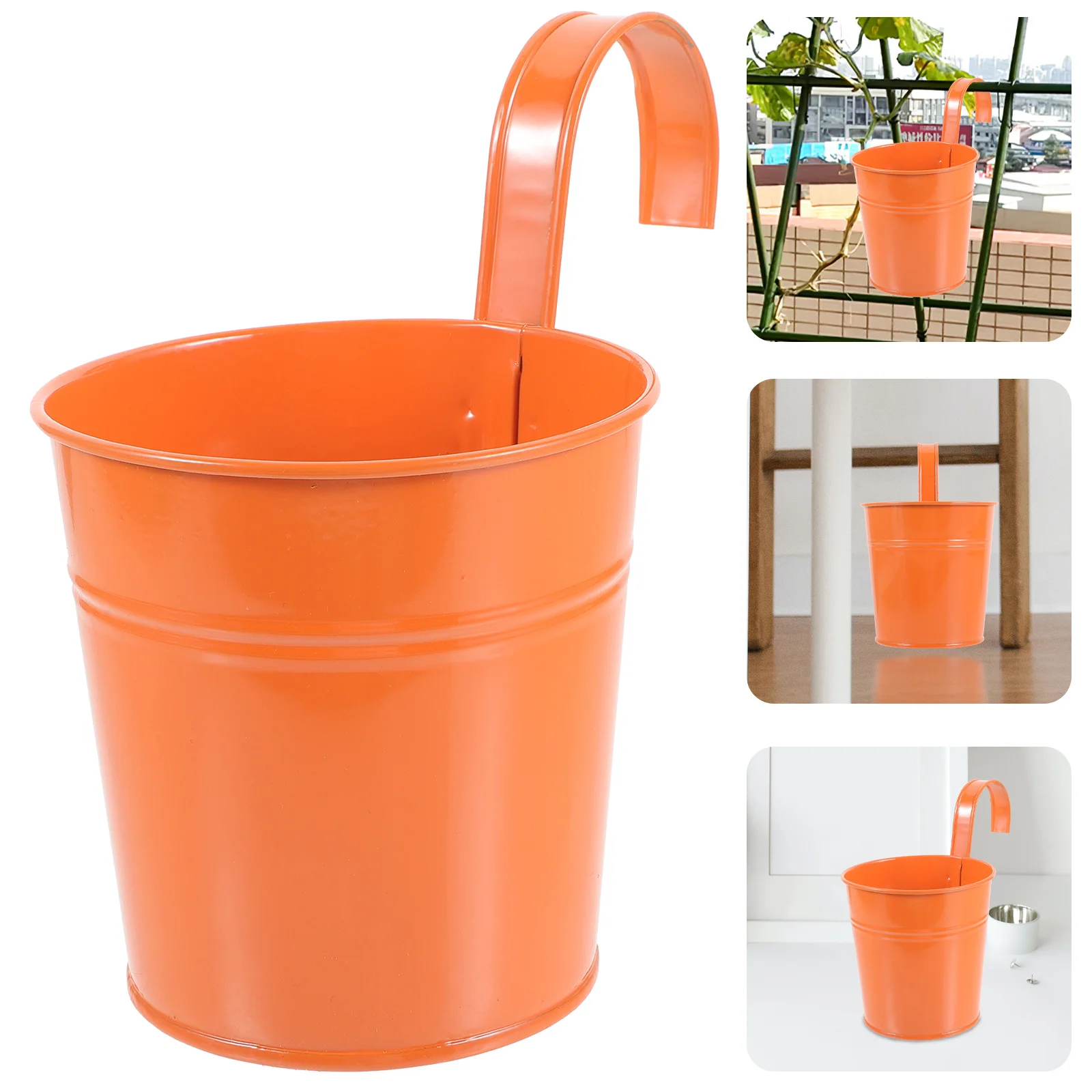 1Pcs Hanging Iron Bucket Garden Flower Holder Rustproof Metal Planter for Fence Wall Decor Suitable for Silk Plants and Potted