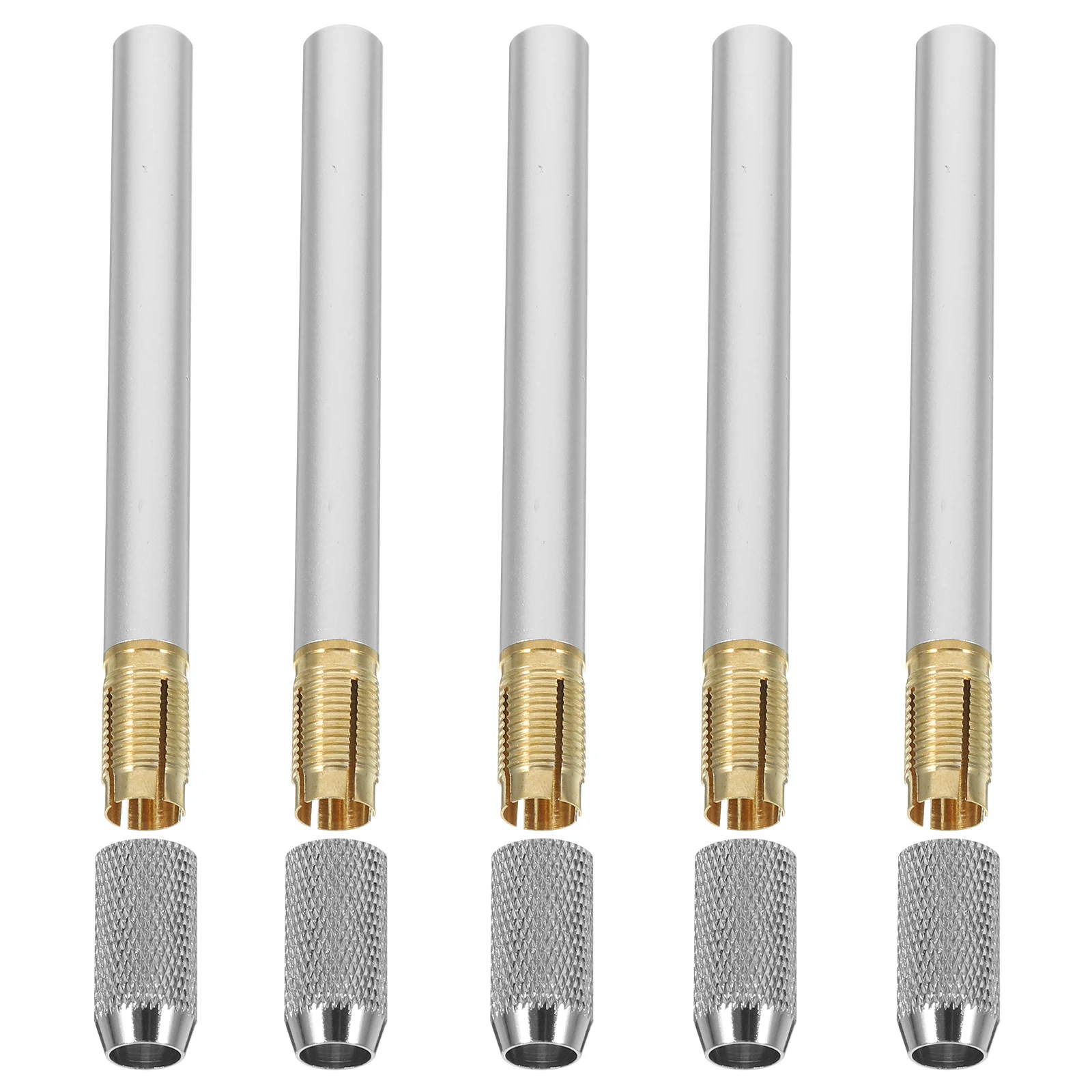 5 قطعة موسع قلم رصاص من الفولاذ المقاوم للصدأ أداة تمديد للتلوين لأقلام الرصاص الملونة رسم لوازم فنية تخزين المكتب والمدرسة